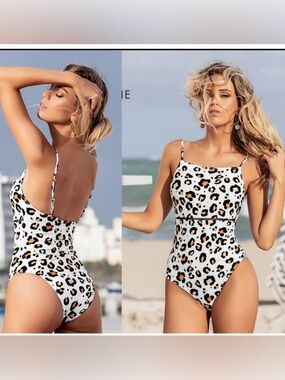 Cupshe women's leopard print one-piece swimsuit size large